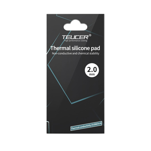 TEUCER High-Performance Silicone Thermal Pad 14.8 W/mK, 11.99cm x 11.99cm, Non-Conductive & Heat Resistant - 2mm